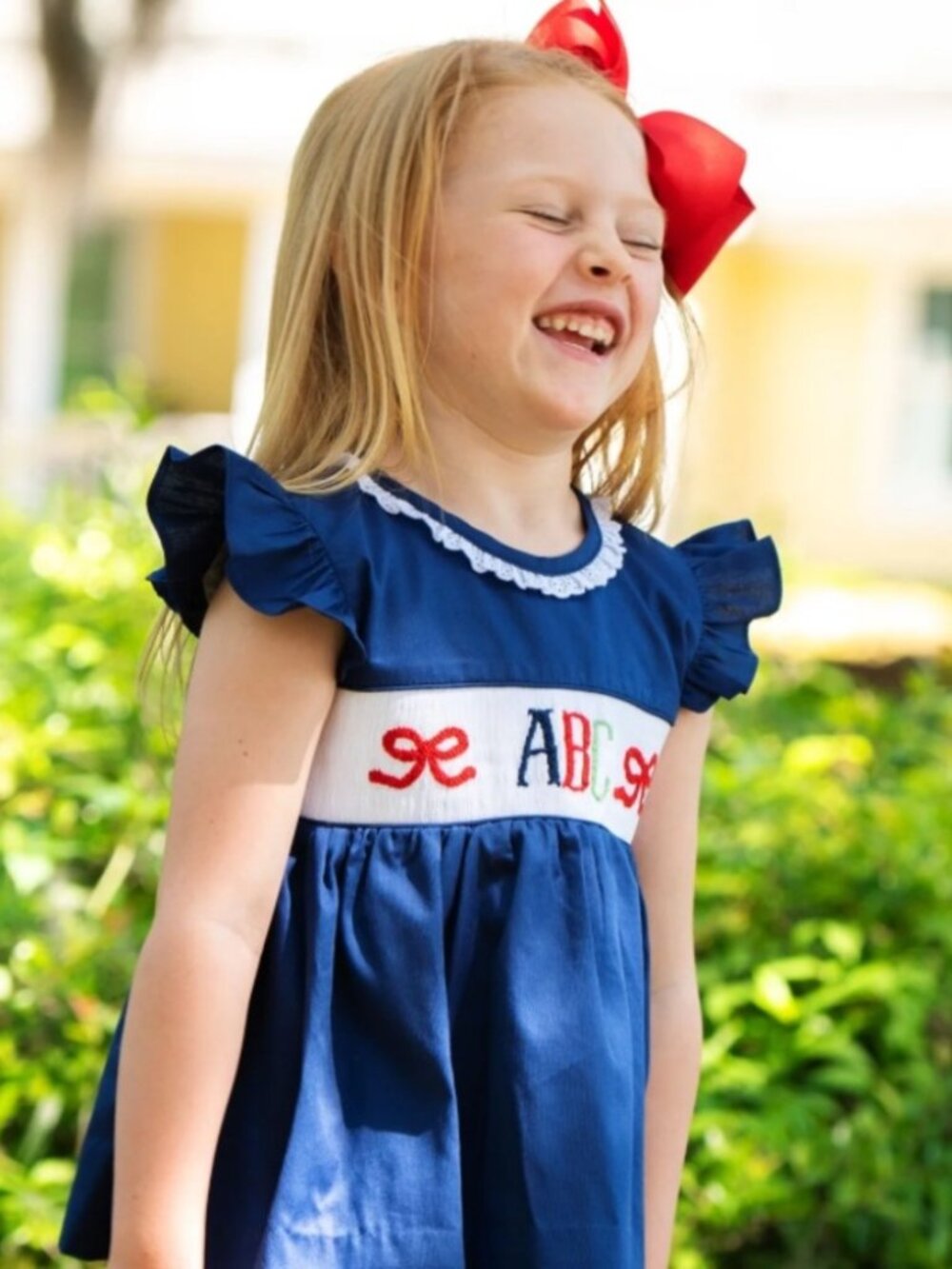 New Cecil and Lou Blue and White Casual Flutter Sleeve Dress